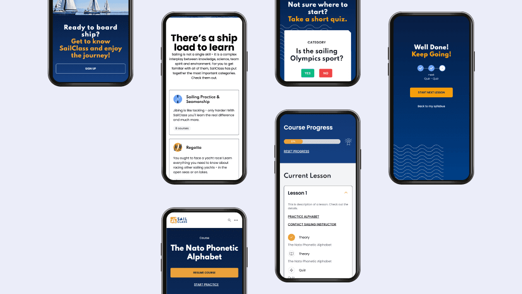 SailClass Mobile Screens